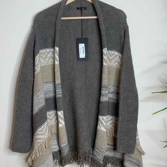 Lola || NWT Made in Italy Open Front Fringe Waterfall Knit Cardigan Sweater S - Picture 13 of 17